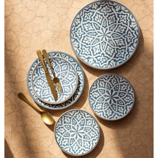 ASSIETTE FASSIA BLEU STONE GOLD D20 OR D26CM