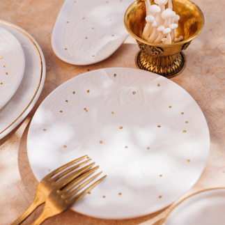 Plates Empreinte blanc Gold D20 or D26cm