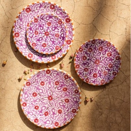 ASSIETTE FLEURS LILAS-AUBERGINE GOLD D20ou D26CM