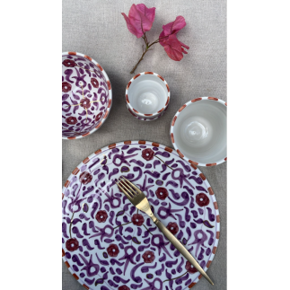 ASSIETTE FLEURS LILAS-AUBERGINE GOLD D20ou D26CM