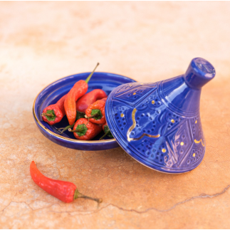 Tajine PM Blue Footprint Gold