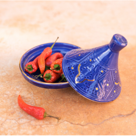 Tajine PM Blue Footprint Gold