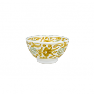 SMALL ROUND BOWL FLOWERS STRAW-MINT GOLD.