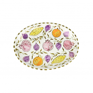 Large oval dish Fruit Gold