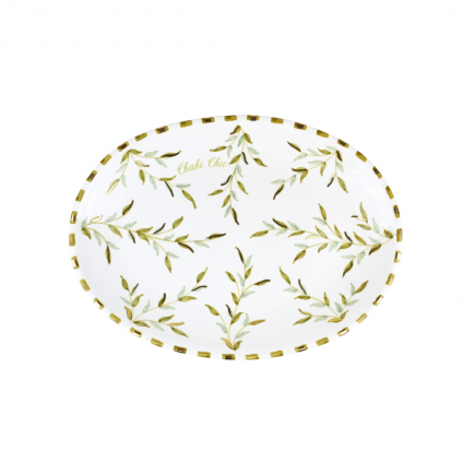 Large oval dish Gold leaves