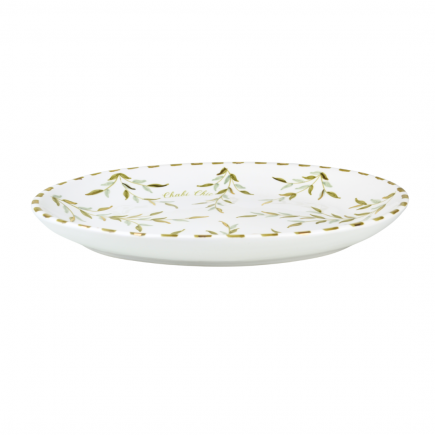 Large oval dish Gold leaves