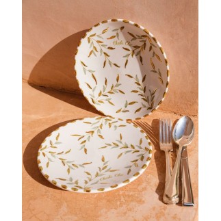 Grande assiette avec rebord Feuilles Gold D26cm