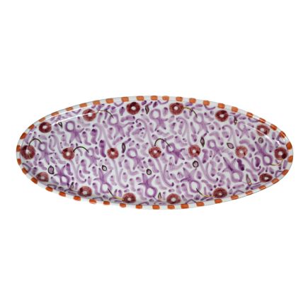SMALL OVAL FLOWER TRAY LILAC-EGGPLANT GOLD.