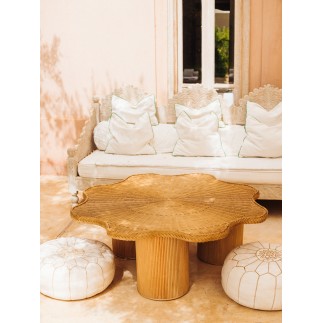 Table basse plateau fleur